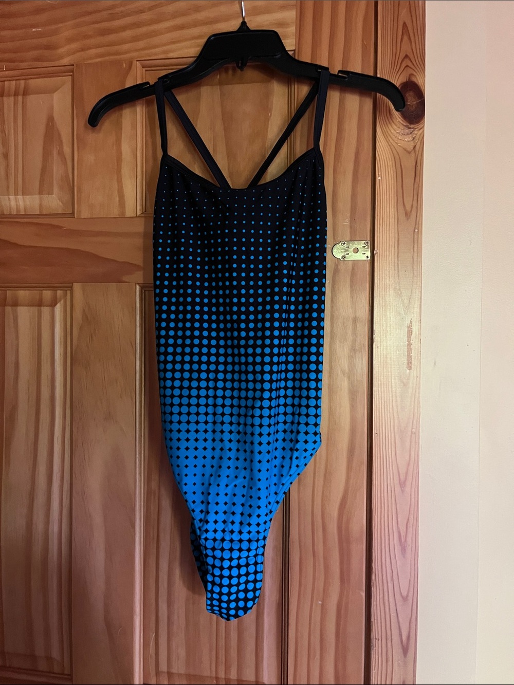 Women’s Blue Ombre Dot One-Piece Swimsuit with Strappy Back